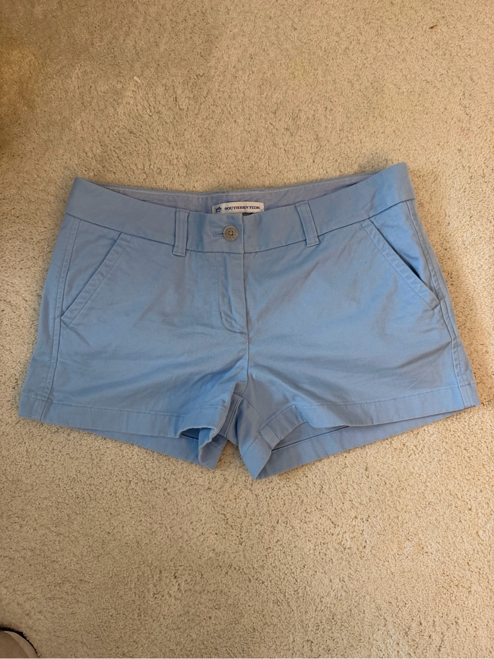 Southern Tide Women's Sky Blue Cotton Chino Shorts 4" Inseam